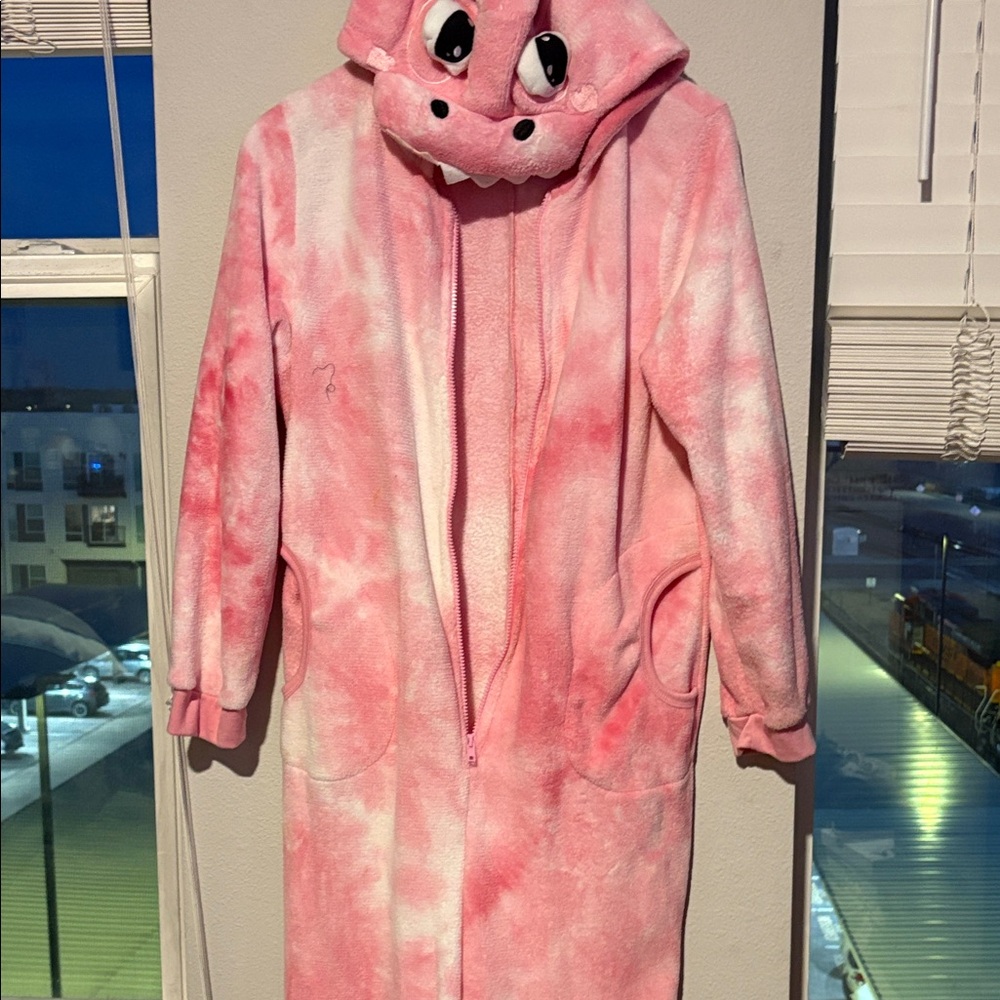 Cozy Pink Dinosaur Pajama Onesie